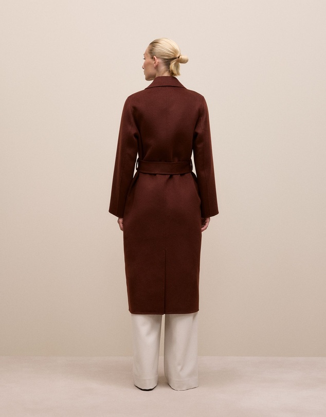 Trenery - Brushed Wool Double Breasted Coat in Espresso