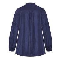 City Chic - Plus size Drama Queen Long Sleeve Shirt - navy