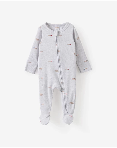 Cotton On Kids - Littlie Organic Long Sleeve Zip Romper
