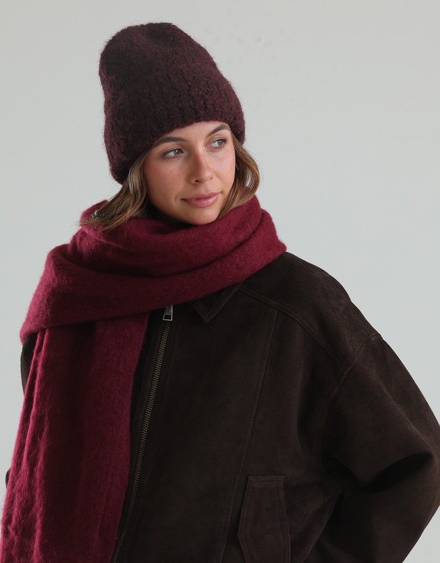 Morgan & Taylor - Freya Boucle Beanie in Burgundy Red