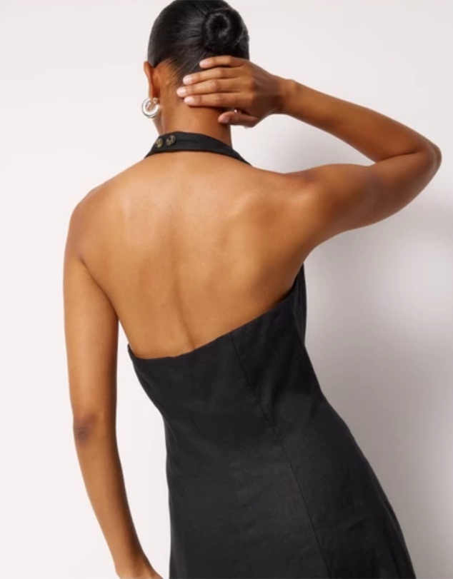 Revibe - Repaired AERE Rosa Linen Halter Midi Dress - AU 10