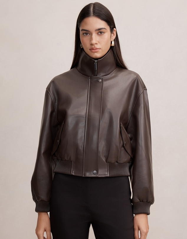 Forever New - Lynsey Funnel Neck Faux Leather Jacket