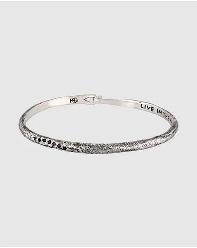 Haze & Glory - ICONIC EXCLUSIVE - Bark-Textured Zirconia Bangle in 925 Silver