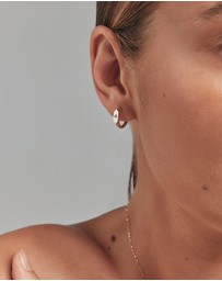 Michael Hill - Diamond Star Accent Signet Huggie Hoop Earrings in 10kt Yellow Gold