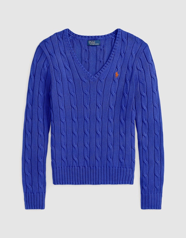 Polo Ralph Lauren - Cable-Knit Cotton V-Neck Sweater - The ICONIC Exclusive