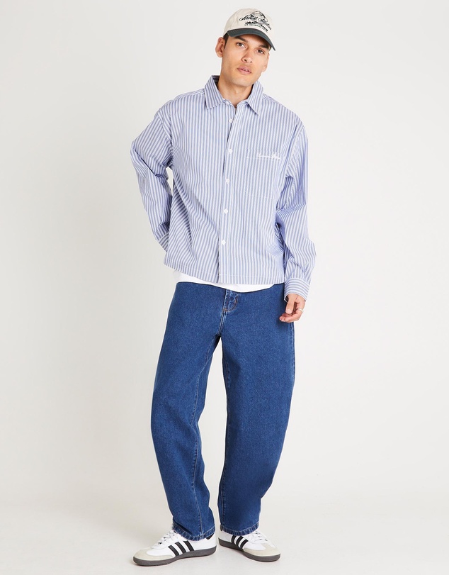 Black Noise White Rain - Miami Striped Long Sleeve Shirt