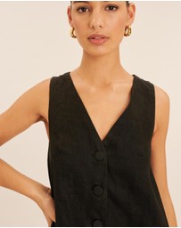 AERE - Linen Button Down A Line Mini Shift Dress