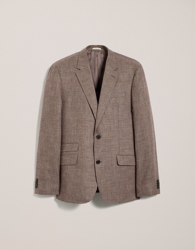 Trenery - Linen Cotton Textured Blazer in Cocoa
