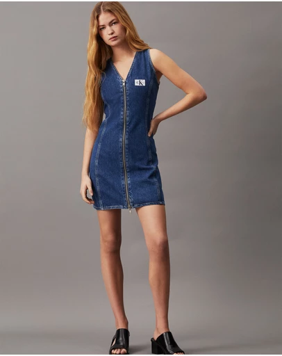 Calvin Klein Jeans - Denim Zip-Through Mini Dress