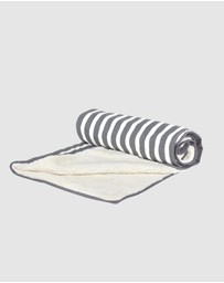 Mog & Bone - Fleece Pet Blanket - Charcoal Hamptons Stripe Print