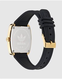 adidas Originals - Retro Wave One IP Gold-Tone Black Silicone Watch