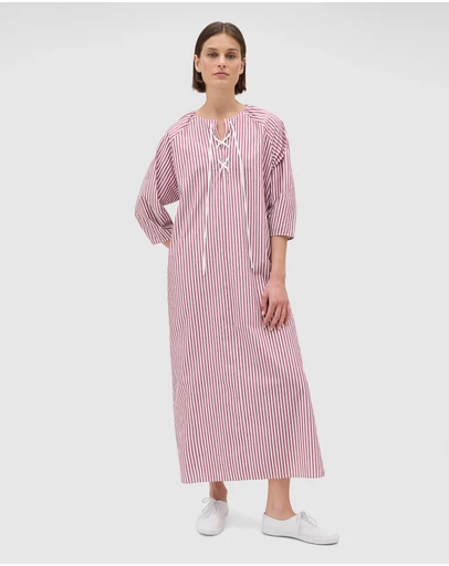 Oroton - Lace Detail Stripe Dress