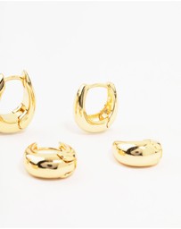 Lovisa - Gold Plated Brass Graduating Taper Hoop Earrings 3-Pack