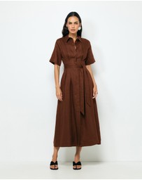AERE - Orien Tuck Waist Linen Shirt Dress
