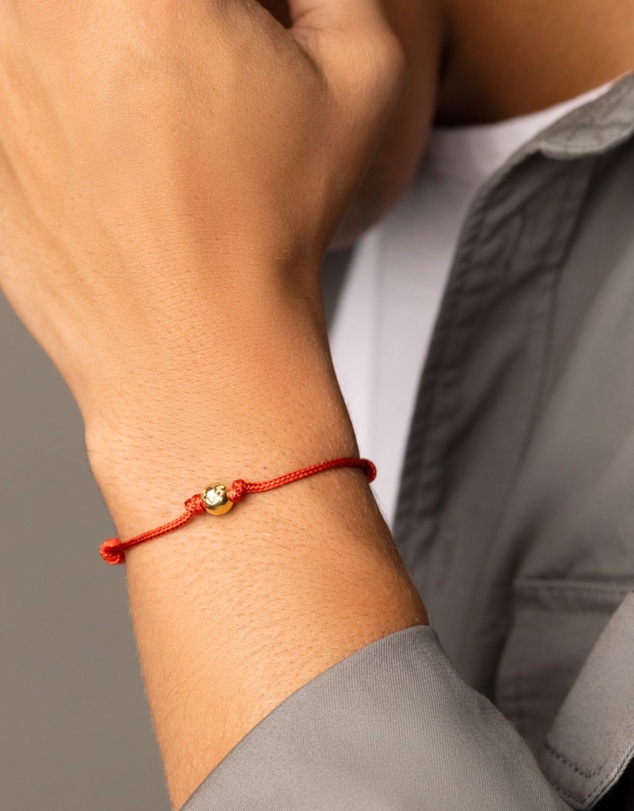 Nialaya Jewellery - Red String Bracelet With Gold