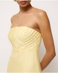 AERE - Maris Pintuck Strapless Linen Midi Dress