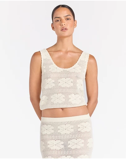 Poolside Paradiso - Fleur Knit Sunrise Top - Vanilla