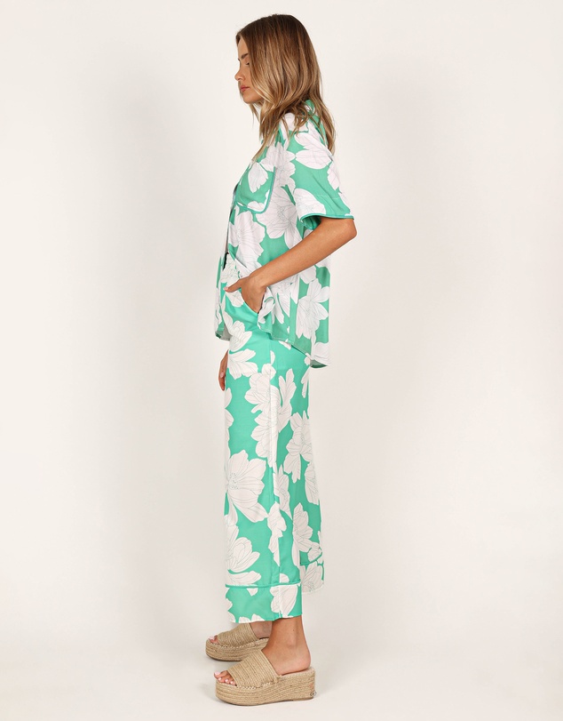 Petal & Pup - Bentley Wide Leg Pant - Green Floral