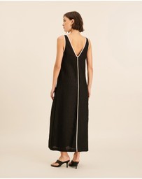 AERE - Zena Linen Contrast Midi Dress