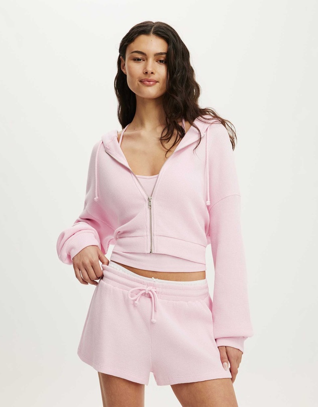 Cotton On Body - Off Duty Waffle Cropped Hoodie