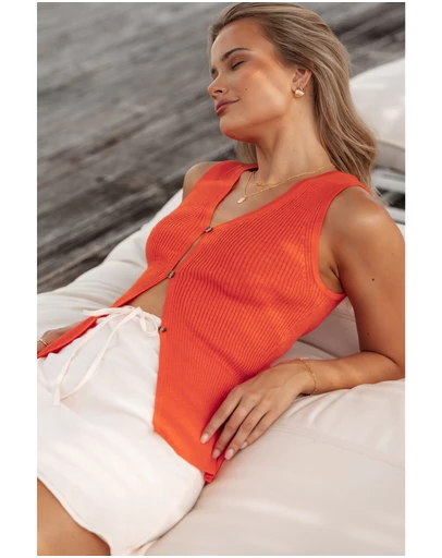 Petal & Pup - Parma Knit Vest Top - Blood Orange
