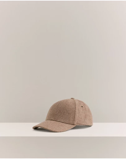 Trenery - Leo Wool Blend Monogram Cap in Sierra
