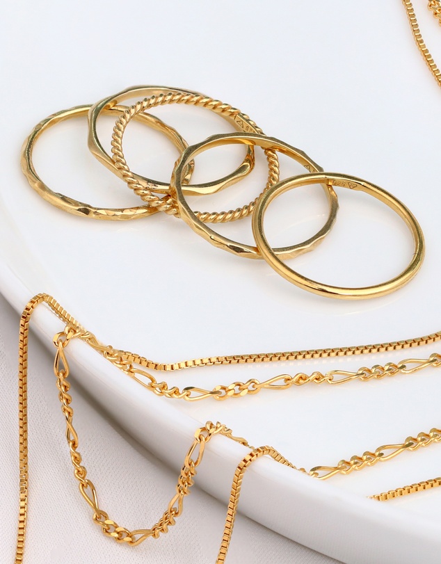 Elli Jewelry - Filigree Ring Set in Gold-Plated 925 Silver