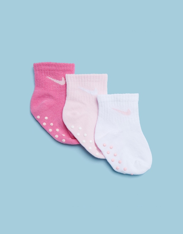 Nike - 3-Pack Core Swoosh No Slip Infant Ankle Socks - Babies