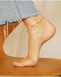 Arms Of Eve - Poppy Pearl & Glass Beaded Anklet - Orange
