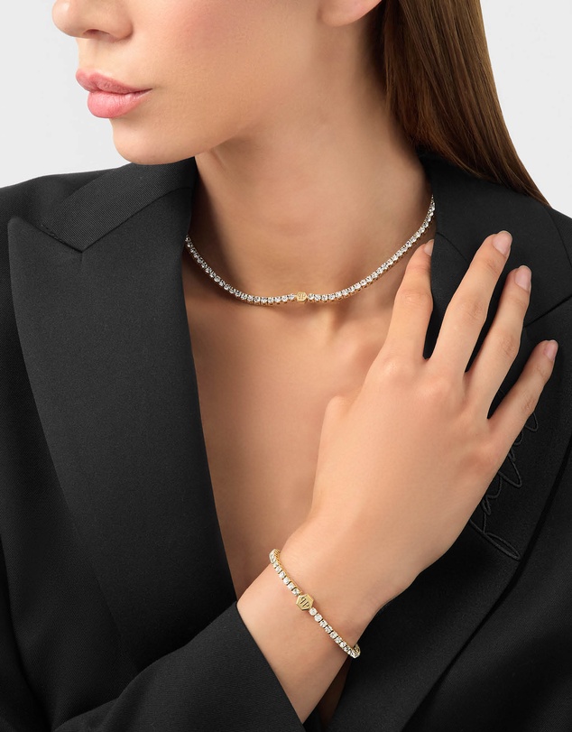 Philipp Plein - Plein Tennis Royal Gold-Tone Tennis Necklace White Crystal