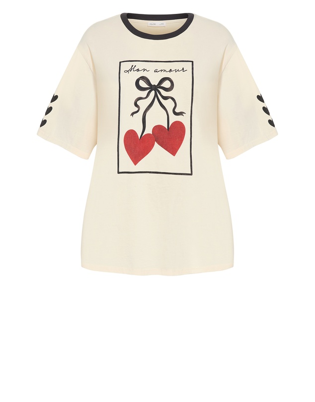 City Chic - Plus size Mon Amour Oversized Tee - french vanilla