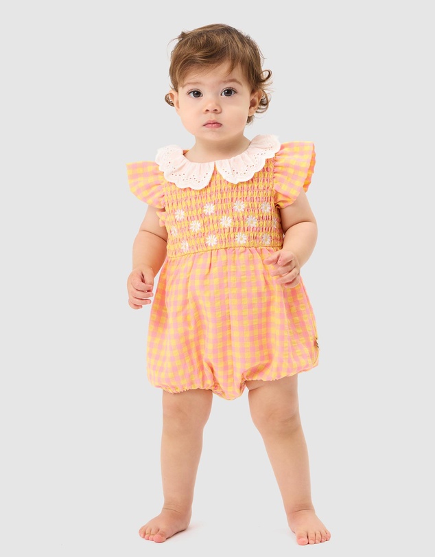 Goldie + Ace - Lightweight Cotton Lani Shirred Romper - ICONIC EXCLUSIVE - Babies
