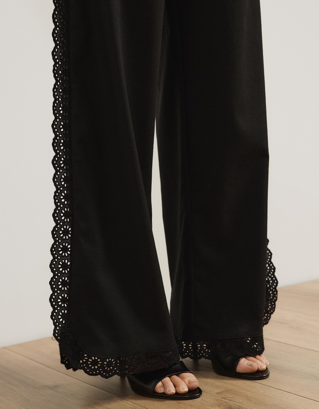 Atmos&Here - Lucy Broderie Trim Linen Blend Pants