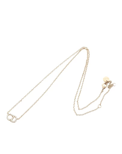 Pre-Loved by Azura Reborn - Pre-Loved Gold Plated Rhinestone Petit CD Logo Pendant Necklace