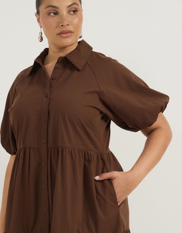 Atmos&Here Curvy - Alexis Tiered Button Through Midi Dress