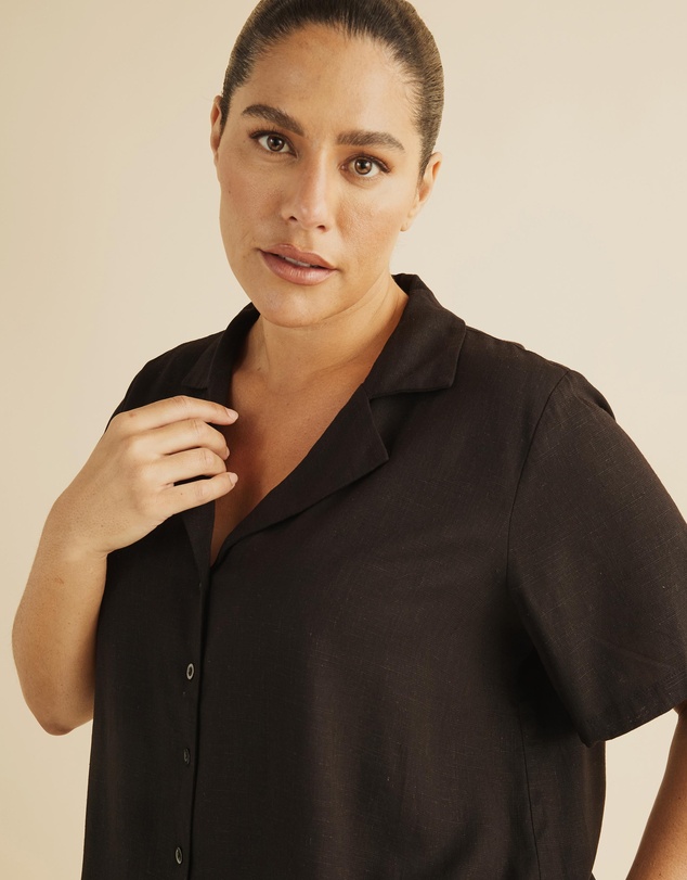 Atmos&Here Curvy - Alis Linen Blend Shirt