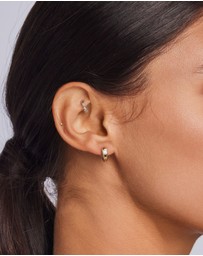 Zoe Olivia - 9K Gold Oval Lab Grown Diamond Huggie Earrings
