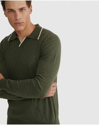 Oxford - Reiss Tipping Collar Long Sleeve Knit Polo
