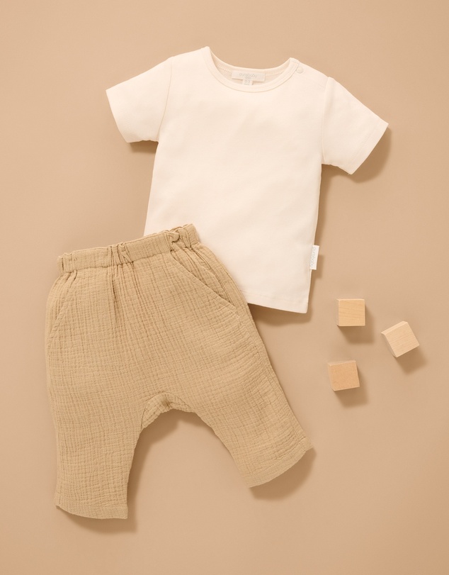 Purebaby - Slouchy Crinkle Cotton Pants- Kids-Babies