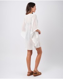 UNE PIECE - Scalloped Lace V-Neck Mini Kaftan