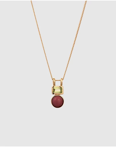 Elli Jewelry - Necklace Agate Circle 925 Sterling Silver Gold-Plated