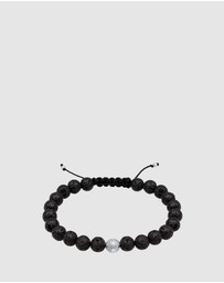 Kuzzoi - ICONIC EXCLUSIVE - Bracelet Basic Lava Stone Cross Ethnic 925 Silver