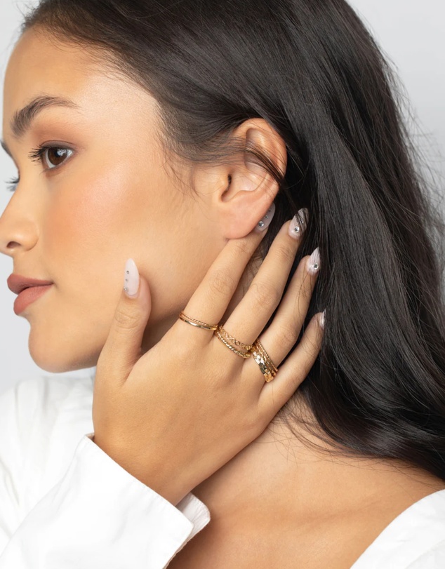 Lovisa - Gold Plated Twisted Band Ring Stack Pack