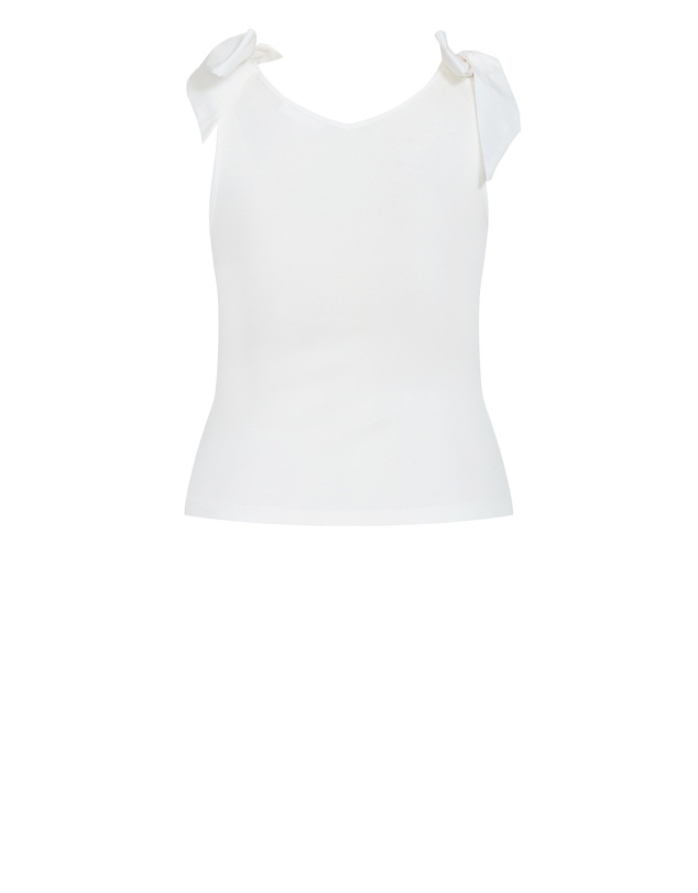 City Chic - Plus size Emma Bow Rib Tank - ivory
