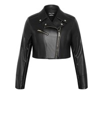 City Chic - Plus size Amira Faux Leather Jacket - black