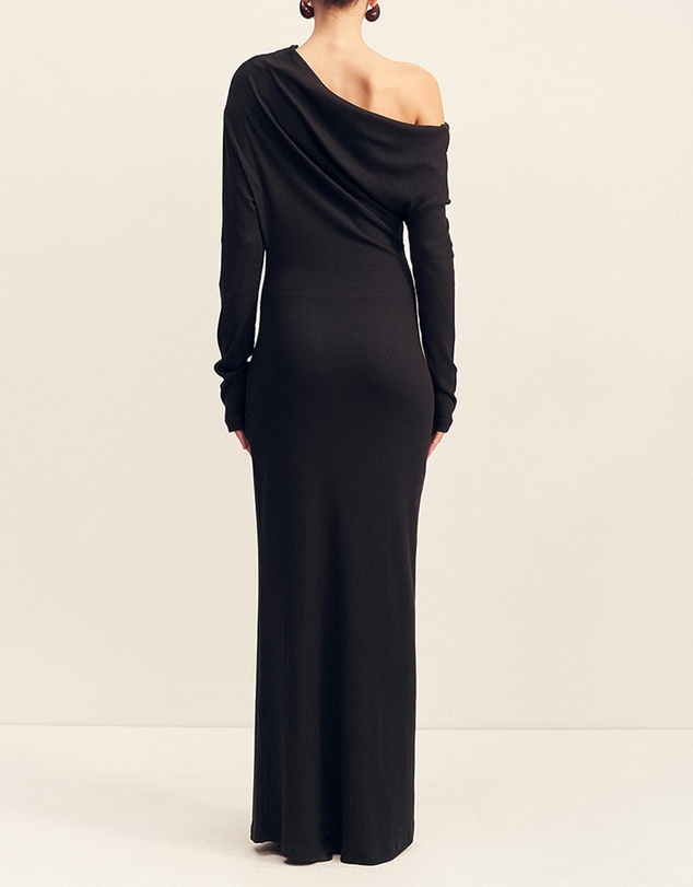 Shona Joy - Aby Draped Asymmetrical Long Sleeve Maxi Dress