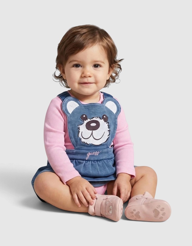 GUESS - Bodysuit and Bear Knit Denim Skirtall Set