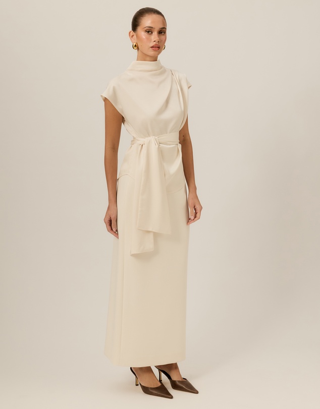 Tussah - Violet Drape Tie Detail Satin Top