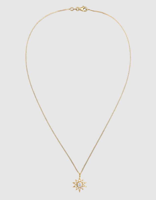 Elli Jewelry - Necklace Zirconia Star 925 Sterling Silver Gold-Plated