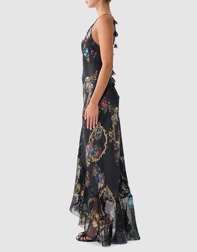 Camilla - V Neck Slip Dress with Flounce Hem